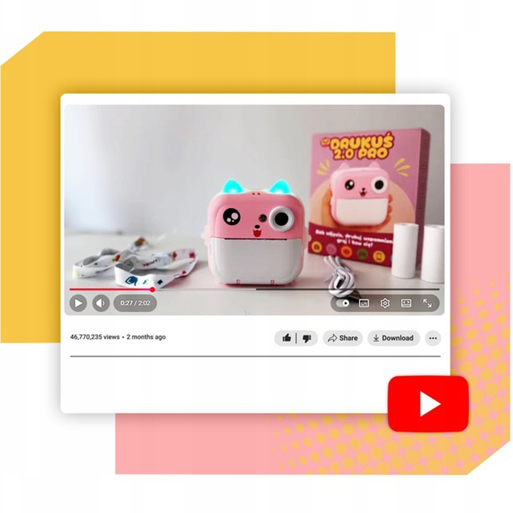 MINI DRUKARKA DRUKUŚ APARAT FOTOGRAFICZNY NATYCHMIASTOWY TERMICZNA 13 ROLEK Model Drukuś 2.0 + PRO
